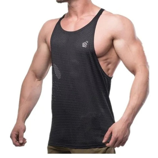 sexy gay man in black Gay Tops | Mens Breathable Mesh Gyms Tank Tops - pridevoyageshop.com - gay men’s gym tank tops, mesh tank tops and activewear