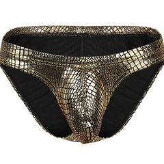 gold Men's Shimmer Snakeskin Pouch Briefs - pridevoyageshop.com - gay men’s underwear and swimwear
