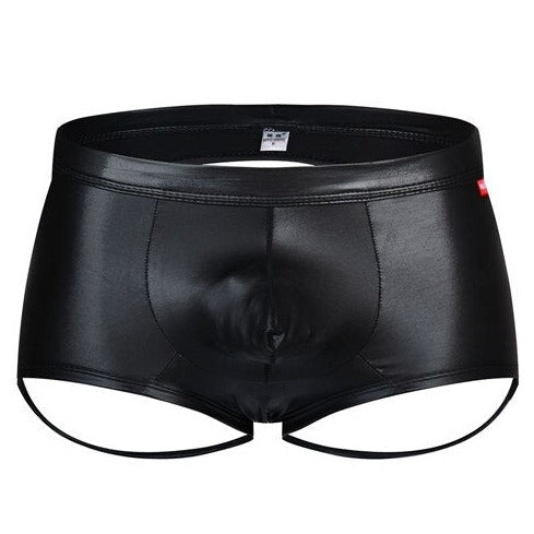 Kinky Backless PU Leather Boxers | Gay Underwear- pridevoyageshop.com - gay men’s underwear and swimwear