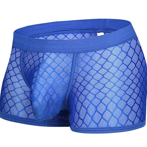 sky blue Men's Sexy Transparent Mesh Boxers | Gay Underwear- pridevoyageshop.com - gay men’s underwear and swimwear