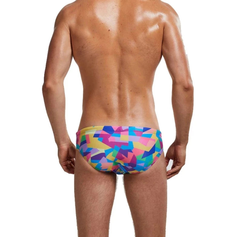 a sexy gay man in Men's Patterned Swim Briefs - pridevoyageshop.com - gay men’s underwear and swimwear
