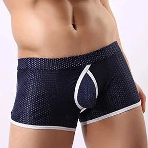 blue Men's Mesh Cage Boxer Briefs - pridevoyageshop.com - gay men’s underwear and swimwear