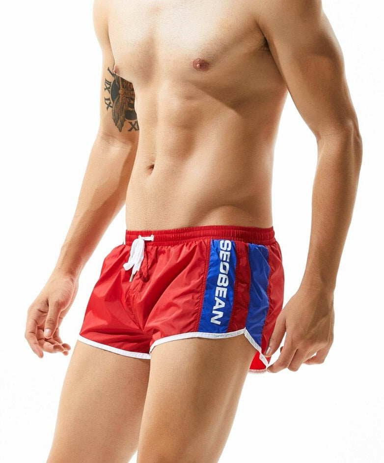 sexy gay man in red Gay Shorts | Seobean Mens Gym Shorts - Men's Activewear, gym short, sport shorts, running shorts- pridevoyageshop.com