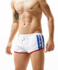 sexy gay man in white Gay Shorts | Seobean Mens Gym Shorts - Men's Activewear, gym short, sport shorts, running shorts- pridevoyageshop.com