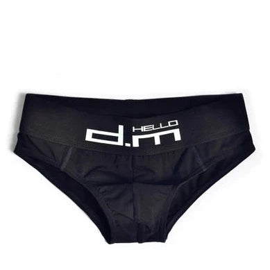 black DM Gay Men's Hello Briefs - pridevoyageshop.com - gay men’s underwear and swimwear