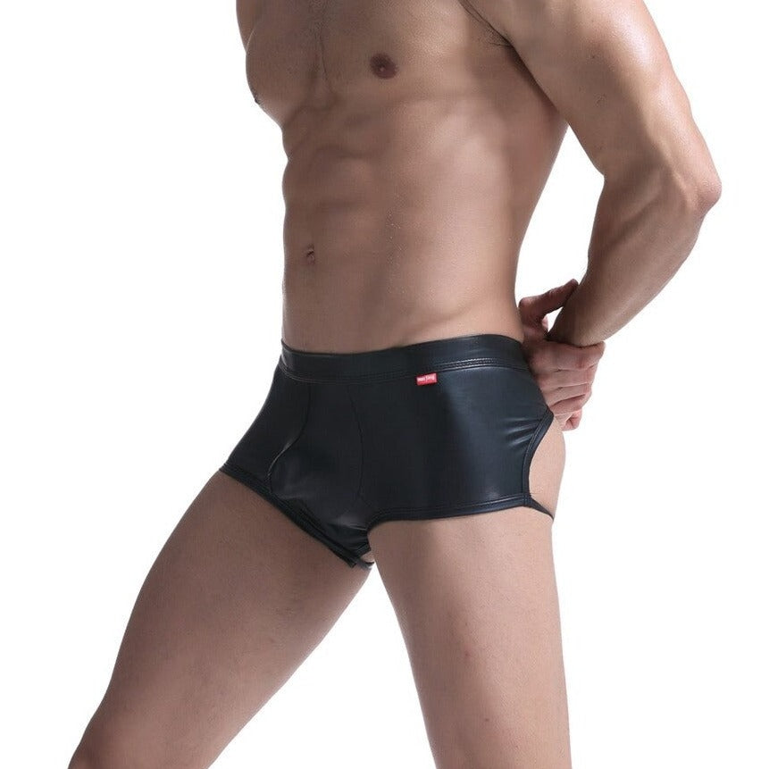 Kinky Backless PU Leather Boxers