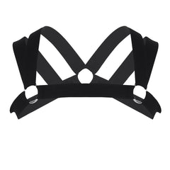 black Elastic Double Strap Shoulder Chest Harness | Gay Harness- pridevoyageshop.com - gay men’s harness, lingerie and fetish wear