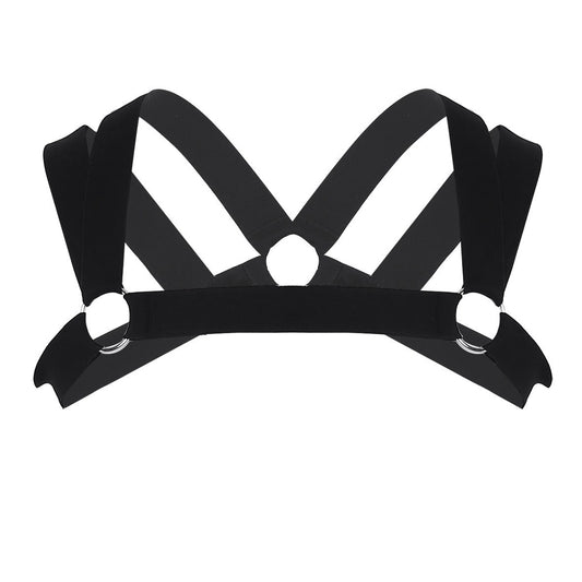 black Elastic Double Strap Shoulder Chest Harness | Gay Harness- pridevoyageshop.com - gay men’s harness, lingerie and fetish wear