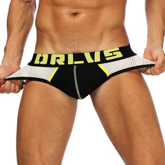 a hot gay man in black ORLVS Bold Color See Throu Mesh Briefs - pridevoyageshop.com - gay men’s underwear and swimwear
