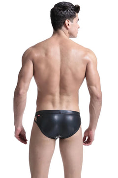 a hot gay man in Kinky Faux Leather Sideshow Briefs - pridevoyageshop.com - gay men’s underwear and swimwear