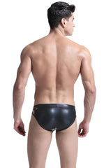 a hot gay man in Kinky Faux Leather Sideshow Briefs - pridevoyageshop.com - gay men’s underwear and swimwear