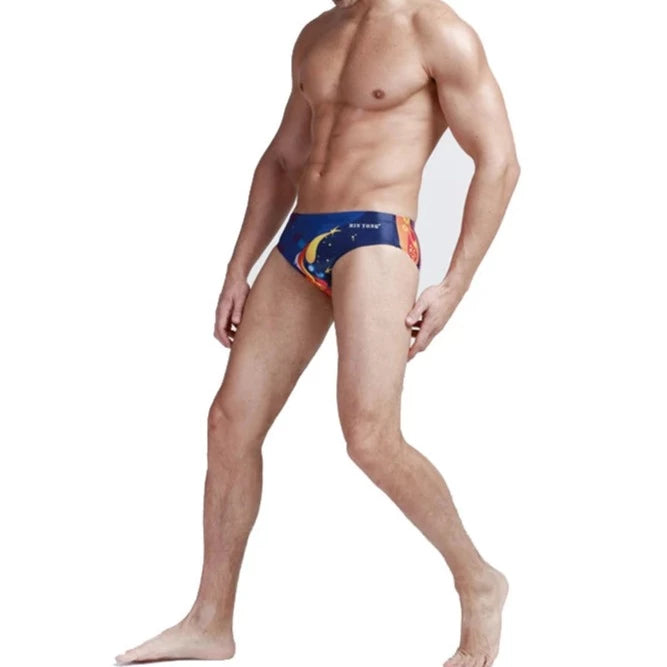 a sexy gay man in Men's Patterned Swim Briefs - pridevoyageshop.com - gay men’s underwear and swimwear
