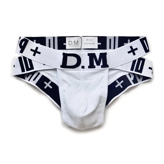 white DM Sideshow Gay Briefs - pridevoyageshop.com - gay men’s underwear and swimwear