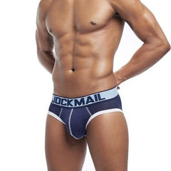 hot man in Blue With white Band Jockmail mesh Briefs | Gay Mens Underwear- pridevoyageshop.com - gay men’s underwear and swimwear