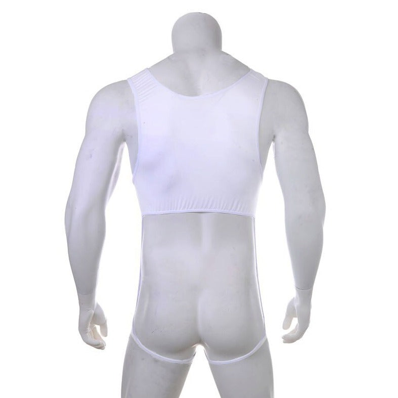 white Gay Bodysuit and Singlet | Show It Off Blackless Bodysuit - Men's Singlets, Bodysuits, Leotard & Unitard - pridevoyageshop.com