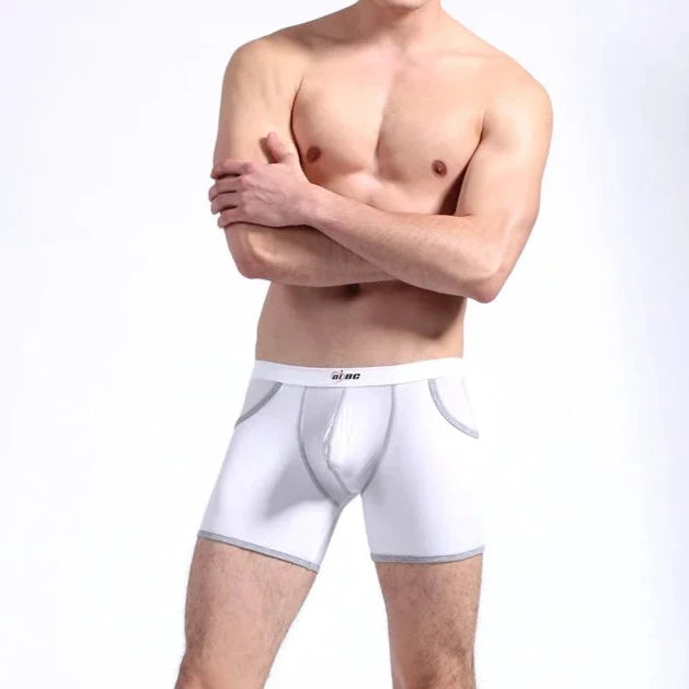 a hot gay man in white AIBC Men's Pocketed Ice Silk Boxer Briefs - pridevoyageshop.com - gay men’s underwear and swimwear