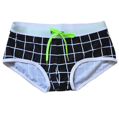 details of Men's Black Grid Swim Briefs - pridevoyageshop.com - gay men’s underwear and swimwear