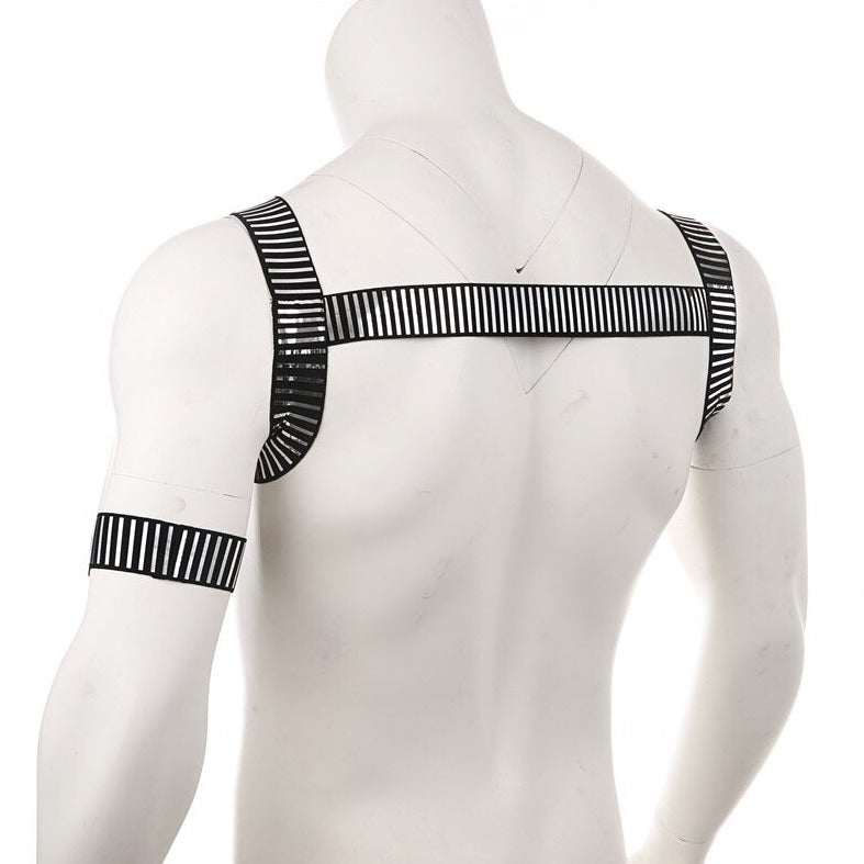Pharaoh's Pleasure Metallic Chest Harness | Gay Harness- pridevoyageshop.com - gay men’s harness, lingerie and fetish wear