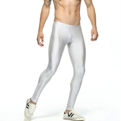sexy gay man in silver Gay Leggings | Men's Bold Metallic Leggings - pridevoyageshop.com - gay men’s underwear and activewear