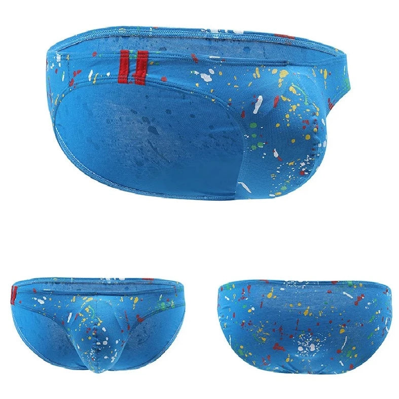blue Gay Men's Graffiti Skinny Briefs - pridevoyageshop.com - gay men’s underwear and swimwear