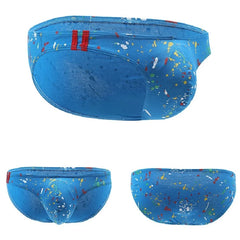 blue Gay Men's Graffiti Skinny Briefs - pridevoyageshop.com - gay men’s underwear and swimwear