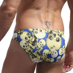 a hot gay man in blue Men's Skinny Skull Print Swim Briefs - pridevoyageshop.com - gay men’s underwear and swimwear