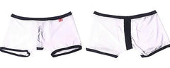 white Men's Mesh Thong Boxer Briefs - pridevoyageshop.com - gay men’s underwear and swimwear