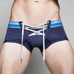 Dark blue SUPERBODY Athletic Laced Boxer Briefs - pridevoyageshop.com - gay men’s underwear and swimwear