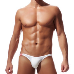 white Men's Bulging Pouch Ice Silk Thongs | Gay Men Underwear- pridevoyageshop.com - gay men’s underwear and swimwear
