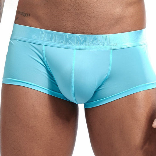 a man in Sky Blue JOCKMAIL - Mens Ice Silk Underwear: Best Boxers for Men - pridevoyageshop.com - gay men’s underwear and swimwear