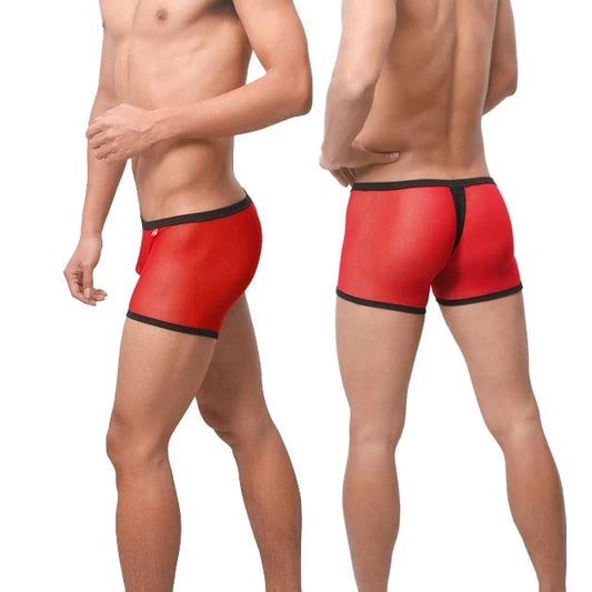 red Men's Mesh Thong Boxer Briefs - pridevoyageshop.com - gay men’s underwear and swimwear