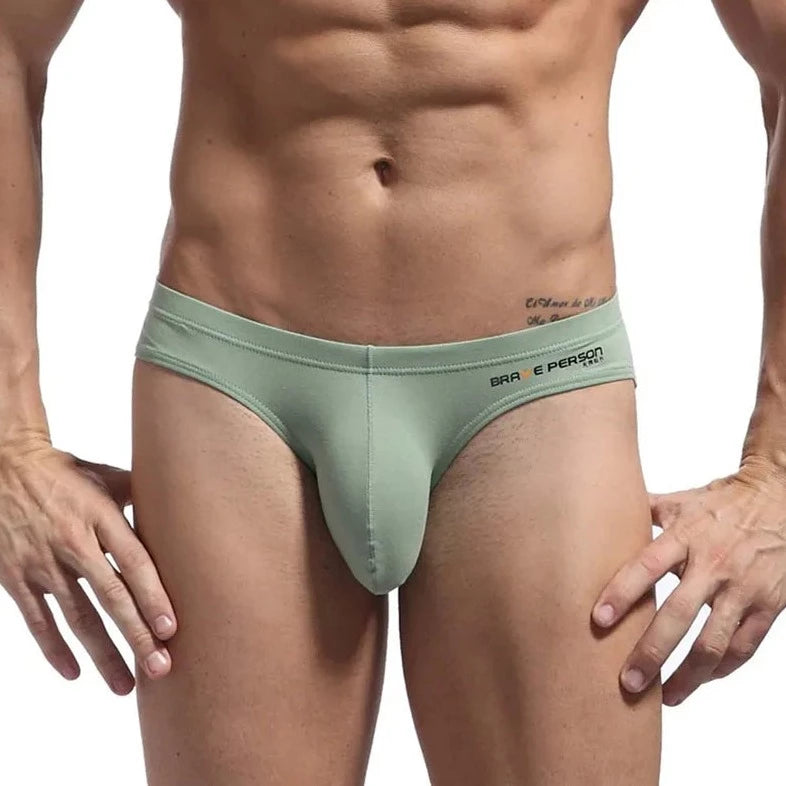 a hot gay man in light green Brave Person Hung Briefs - pridevoyageshop.com - gay men’s underwear and activewear