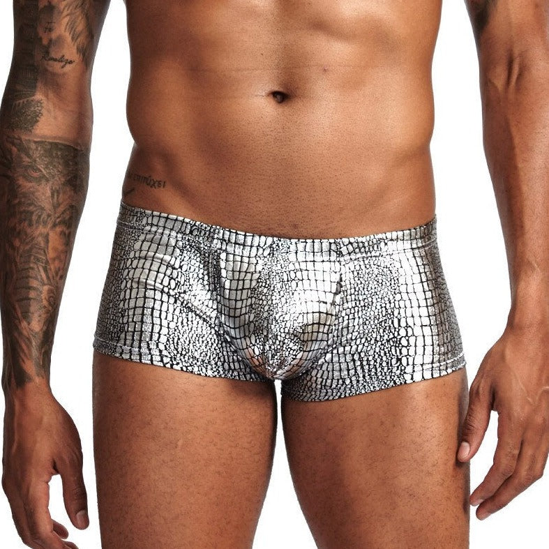 hot gay man in silver Men's Shimmer Snakeskin Pouch Boxers | Gay Underwear- pridevoyageshop.com - gay men’s underwear and swimwear