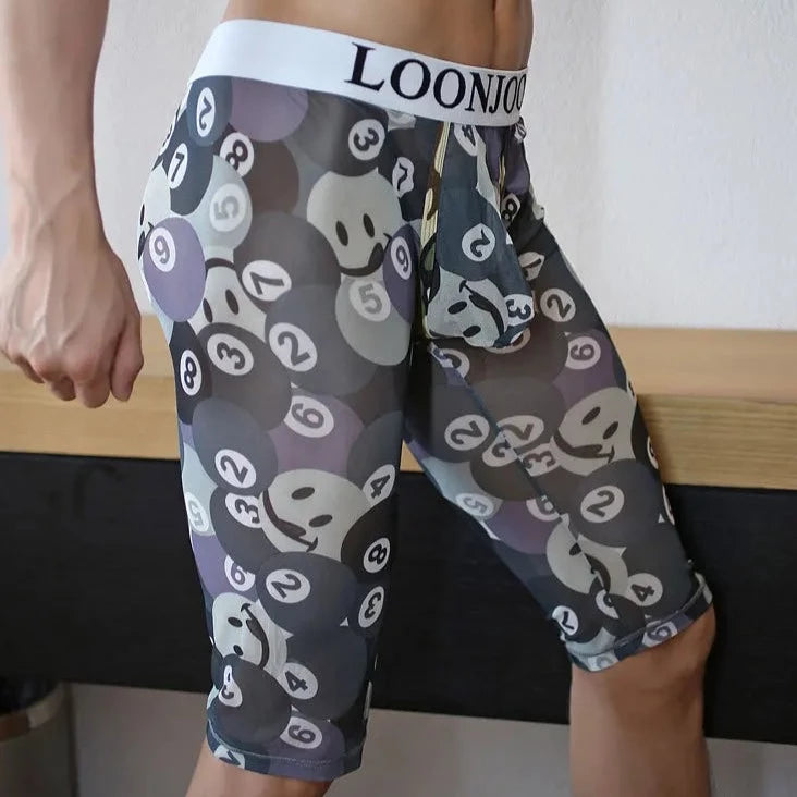 B/W Poo Balls Men's Mesh Knee High Long Johns - pridevoyageshop.com - gay men’s underwear and swimwear