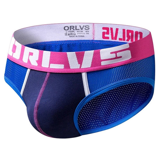 blue ORLVS Bold Color See Throu Mesh Briefs - pridevoyageshop.com - gay men’s underwear and swimwear