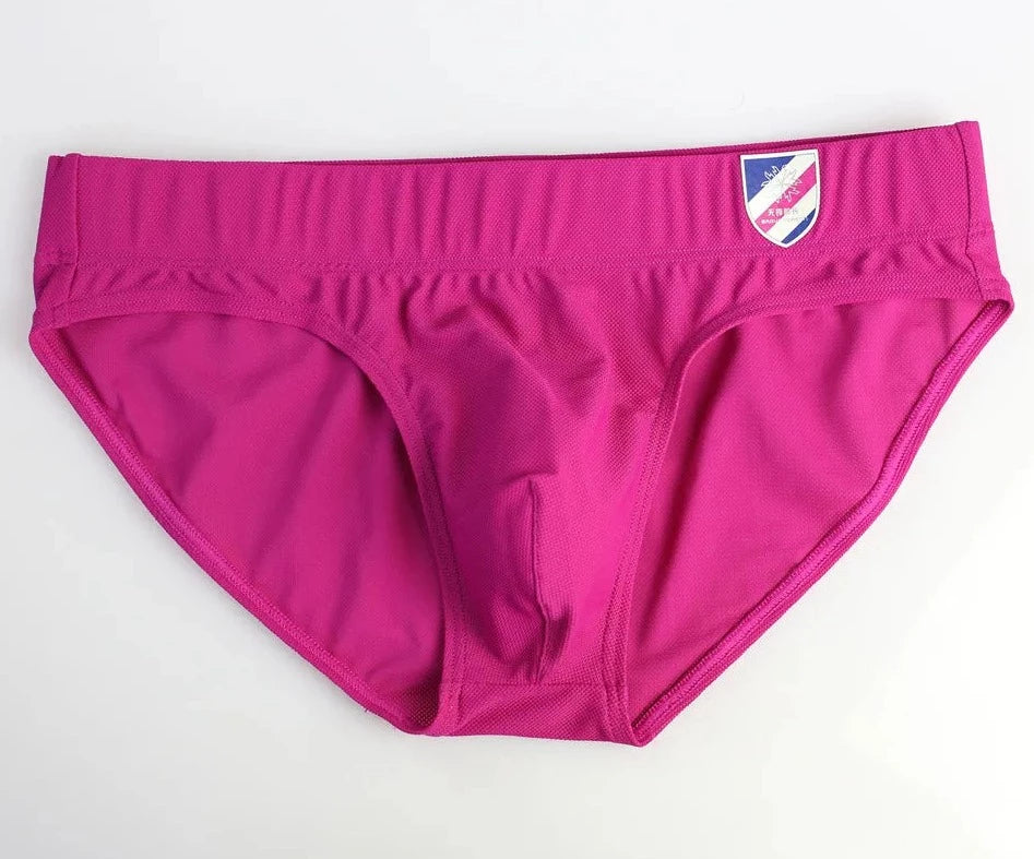 Fuchsia Brave Person Badge See Through Briefs - pridevoyageshop.com - gay men’s underwear and swimwear