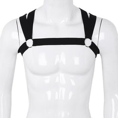 black Elastic Double Strap Shoulder Chest Harness | Gay Harness- pridevoyageshop.com - gay men’s harness, lingerie and fetish wear