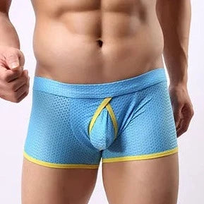 sky blue Men's Mesh Cage Boxer Briefs - pridevoyageshop.com - gay men’s underwear and swimwear