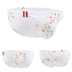 white Gay Men's Graffiti Skinny Briefs - pridevoyageshop.com - gay men’s underwear and swimwear