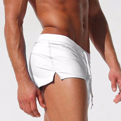 hot gay man in white Gay Swimwear & Beachwear | Men's Square Cut Swim Trunks- pridevoyageshop.com - gay men’s underwear and swimwear