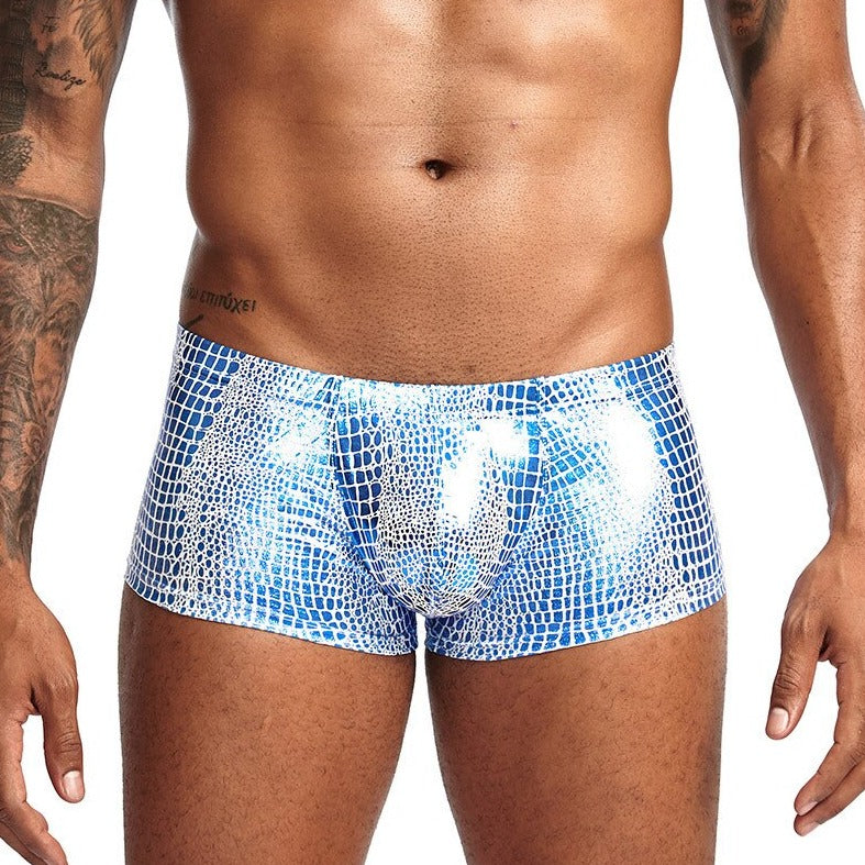 hot gay man in blue Men's Shimmer Snakeskin Pouch Boxers | Gay Underwear- pridevoyageshop.com - gay men’s underwear and swimwear