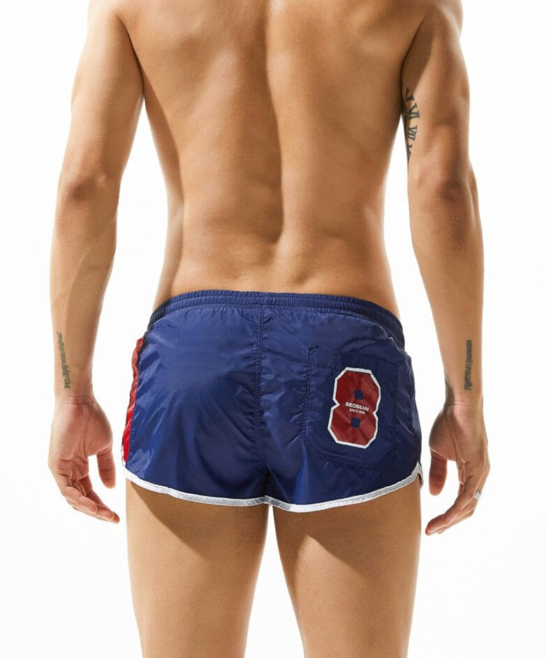 sexy gay man in dark blue Gay Shorts | Seobean Mens Gym Shorts - Men's Activewear, gym short, sport shorts, running shorts- pridevoyageshop.com