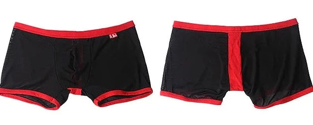 black Men's Mesh Thong Boxer Briefs  - pridevoyageshop.com - gay men’s underwear and swimwear