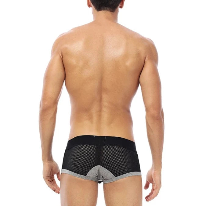 a sexy gay man in black ORLVS Square Cut Mesh Boxer Briefs - pridevoyageshop.com - gay men’s underwear and swimwear