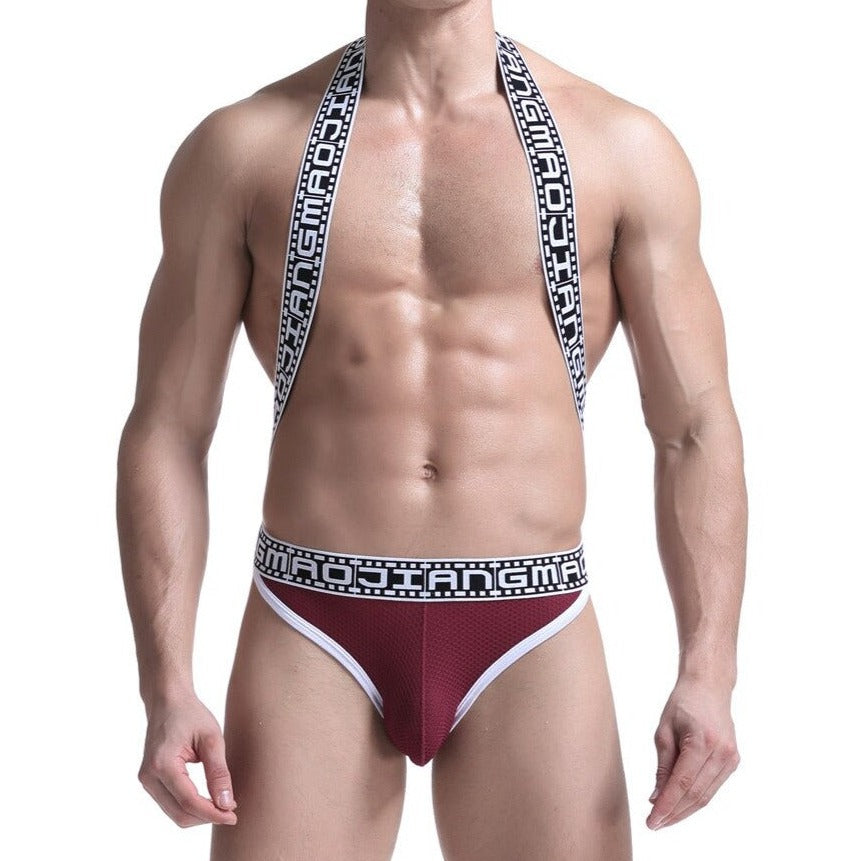 hot gay man in Burgundy Gay Jockstraps: Mesh Jockstrap & Jockstrap Fetish- pridevoyageshop.com - gay men’s underwear and swimwear