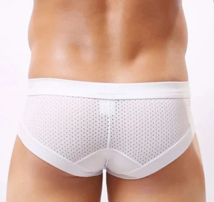 a hot gay man in white Men's Low Rise Breathable Mesh Briefs - pridevoyageshop.com - gay men’s underwear and swimwear