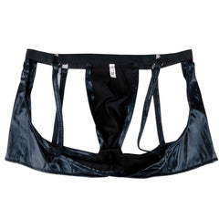 Men’s  PU Leather Fetish Cage Garter Bare Thong