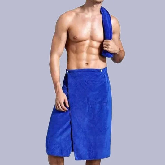 a hot gay guy in blue Men's Beach Towel Wrap with Pockets - pridevoyageshop.com - gay men’s underwear and swimwear
