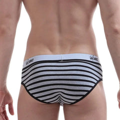 a hot gay man in Black grey AIBC Man's Striped Briefs - pridevoyageshop.com - gay men’s underwear and swimwear