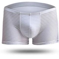 white Men's Silky Striped Sheer Boxers - pridevoyageshop.com - gay men’s underwear and swimwear